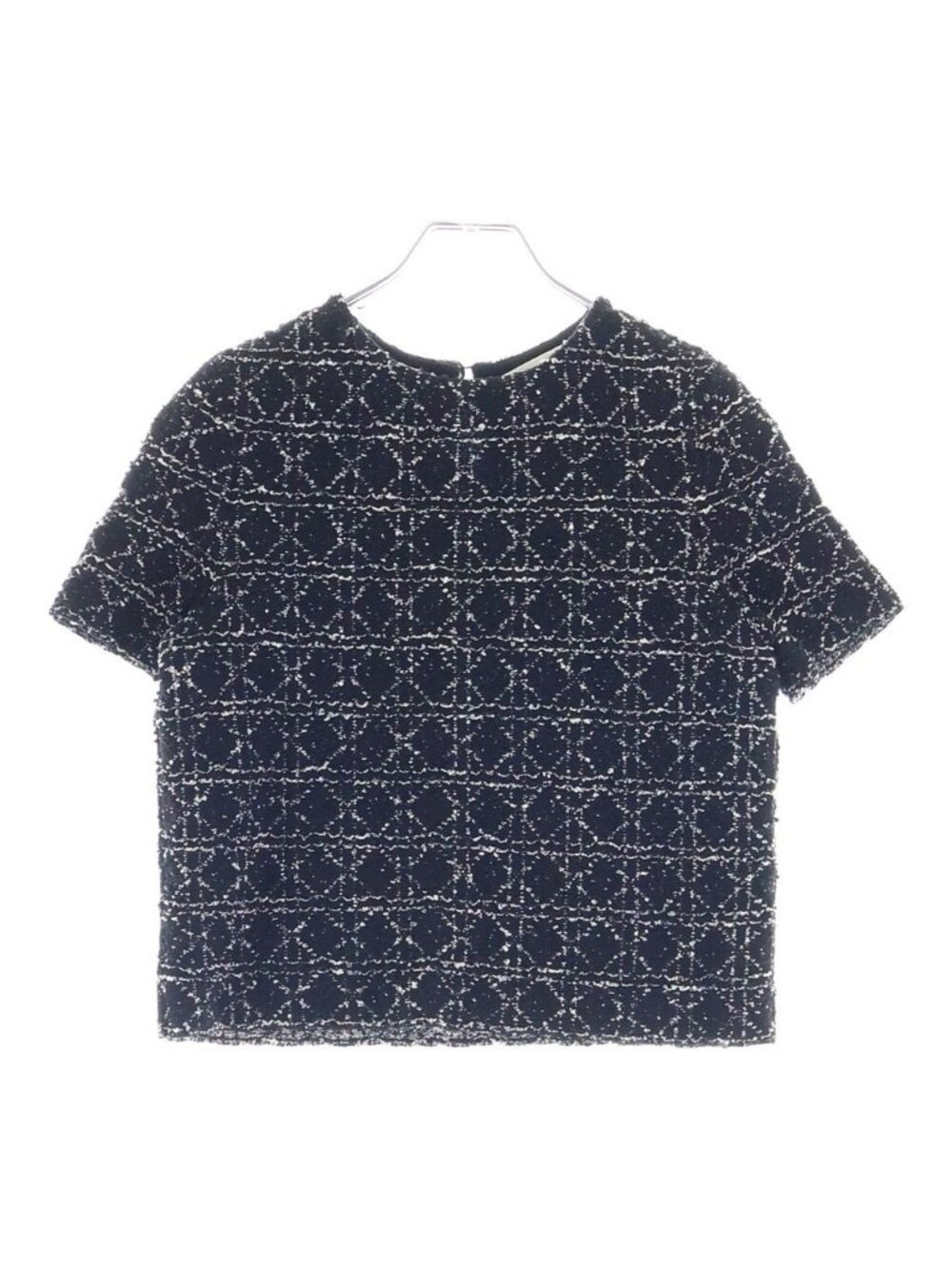 Dior Macro Cannage Tweed Short Sleeve Top Shirt Black